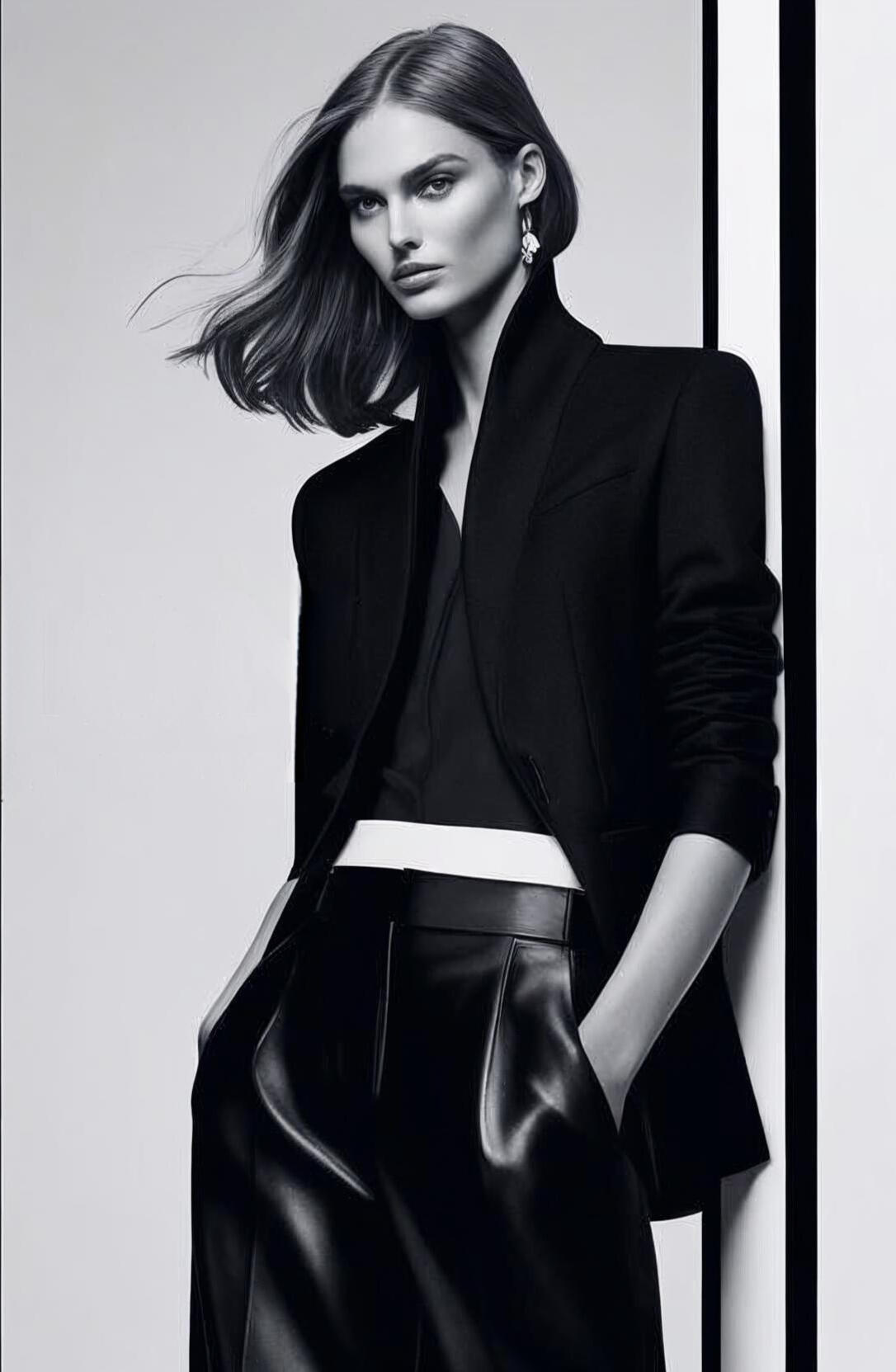 Editorial model wearing luxury fashion outfit – ModestFind